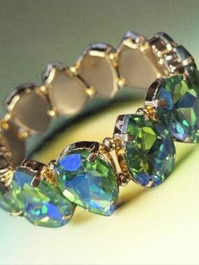 Sparkling Chunky Gold AB Blue Green Teardrop Bracelet